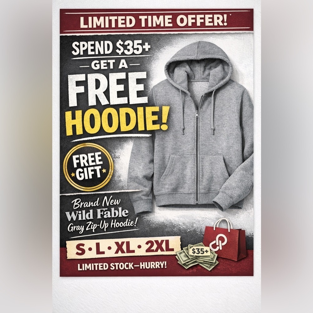 Today sale only 💕 Get your free hoodie today!!!